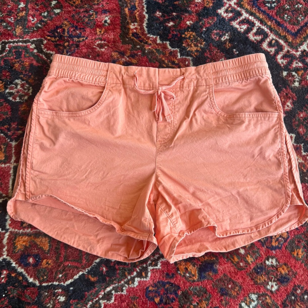 Eddie Bauer Shorts Womens 12 Coral Elastic Waist Drawstring Hiking Outdoor